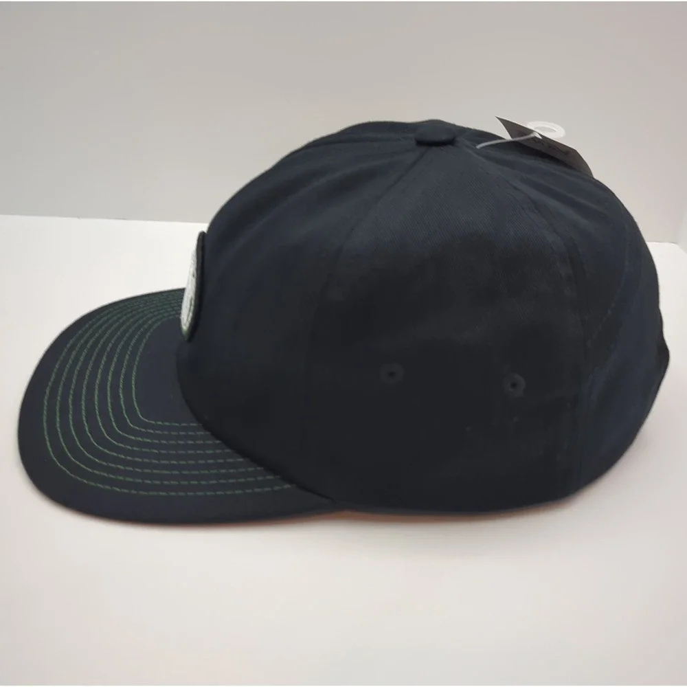 Vans Spray On Jockey Hat Black Green Oval Logo Strapback Cap VN000MPHBLK OS